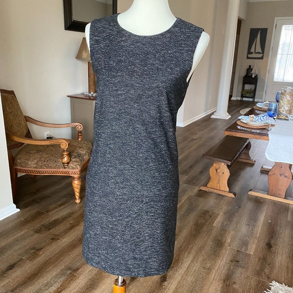 Theory Sleeveless Tweed Wool Dress SZ 8 Black/Whit